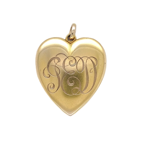 10K Yellow Gold Heart Shaped Locket with Monograms   j7663